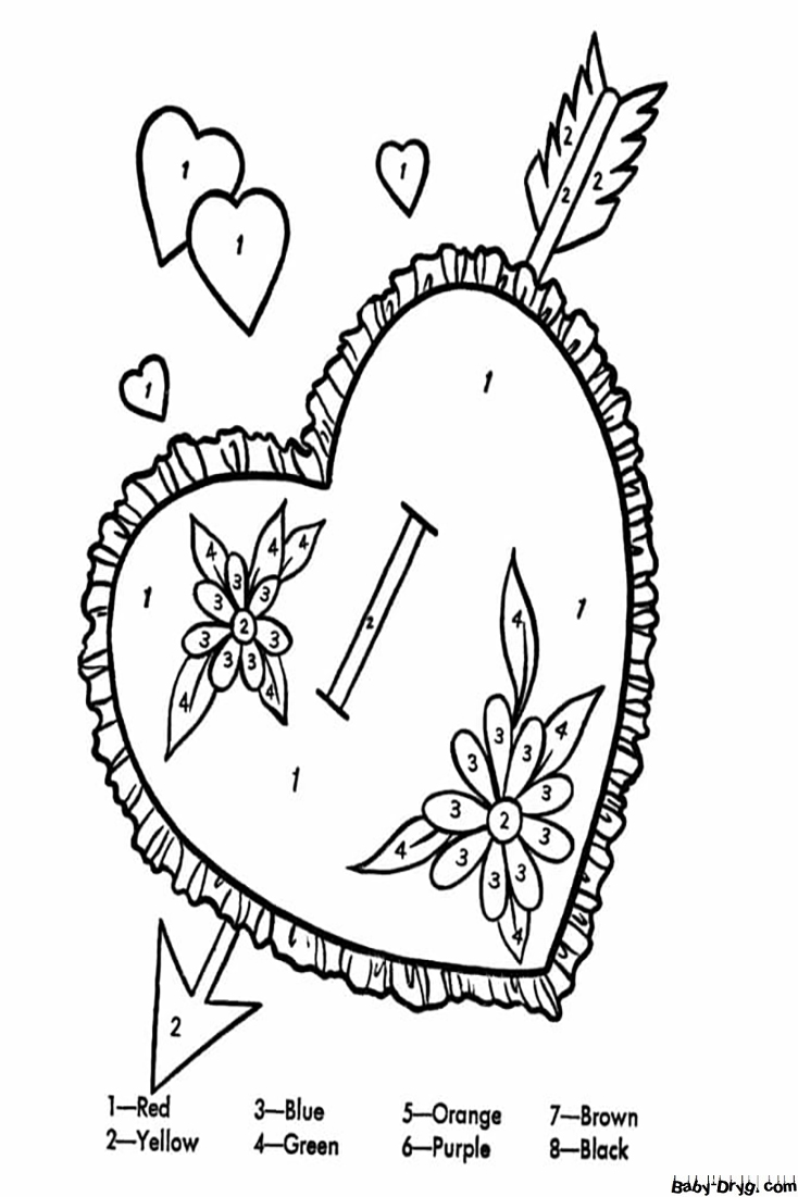 Valentine Heart Color by Number | Color by Number Coloring Pages