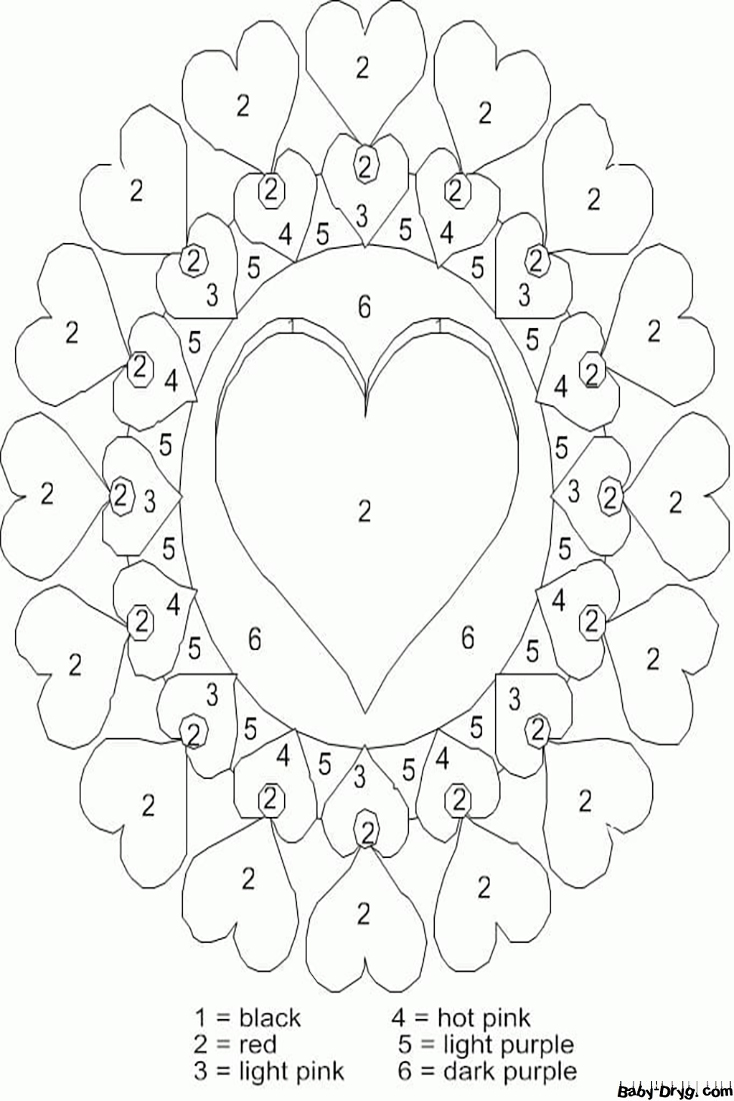 Valentine Hearts Color by Number | Color by Number Coloring Pages