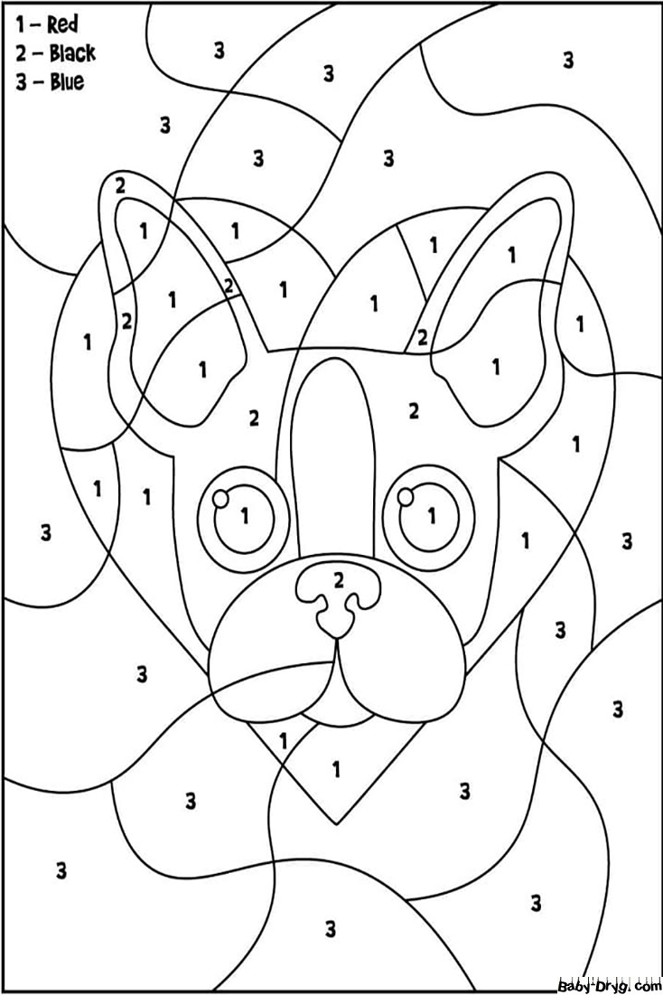 Valentine Puppy Color by Number | Color by Number Coloring Pages