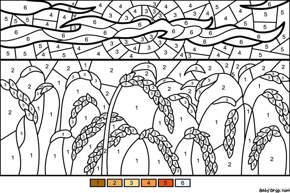 Wheat Field Color by Number | Color by Number Coloring Pages