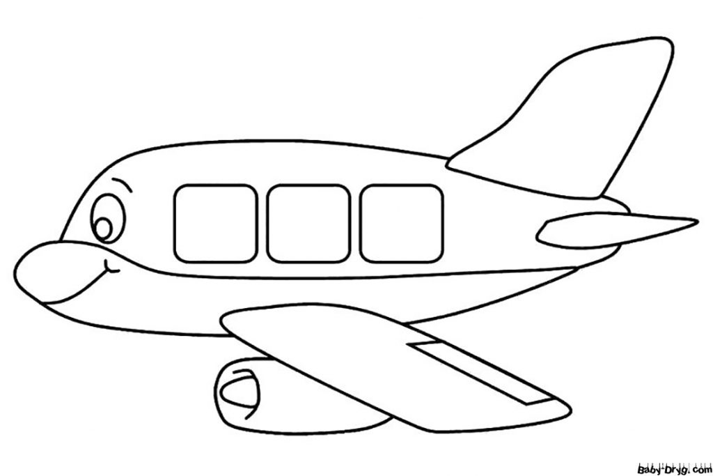 A Cartoon Airplane Coloring Page | Coloring Airplane