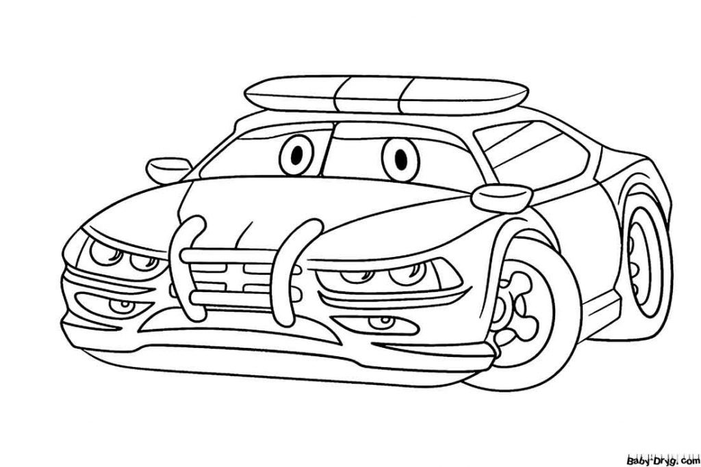 A cartoon police car Coloring Page | Coloring Police Cars