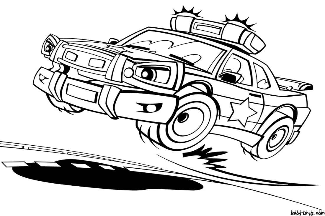 A fast police car Coloring Page | Coloring Police Cars