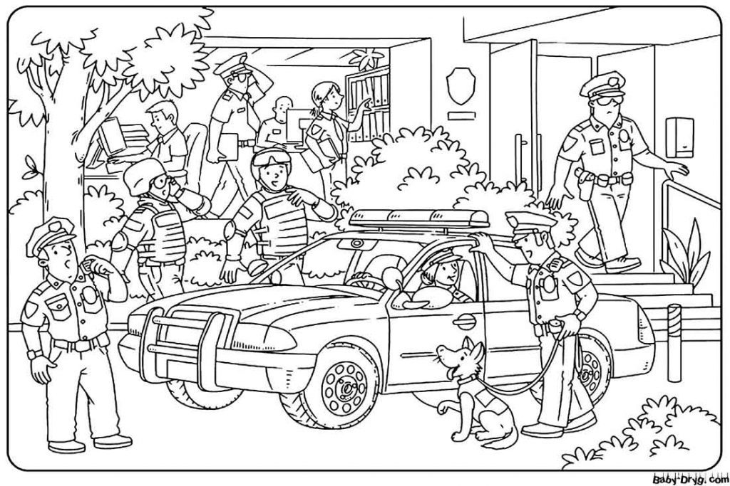 A lot of police officers Coloring Page | Coloring Police Cars