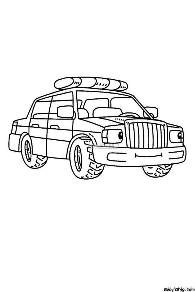 A police car with blinkers and eyes Coloring Page | Coloring Police Cars