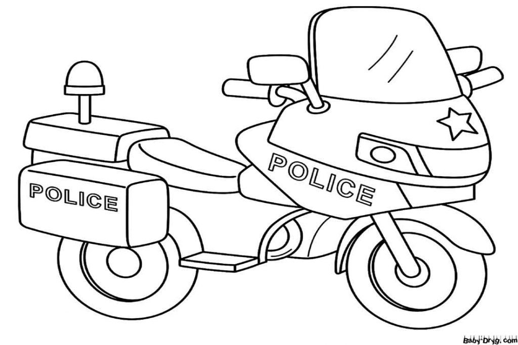 A policeman's motorcycle Coloring Page | Coloring Police Cars