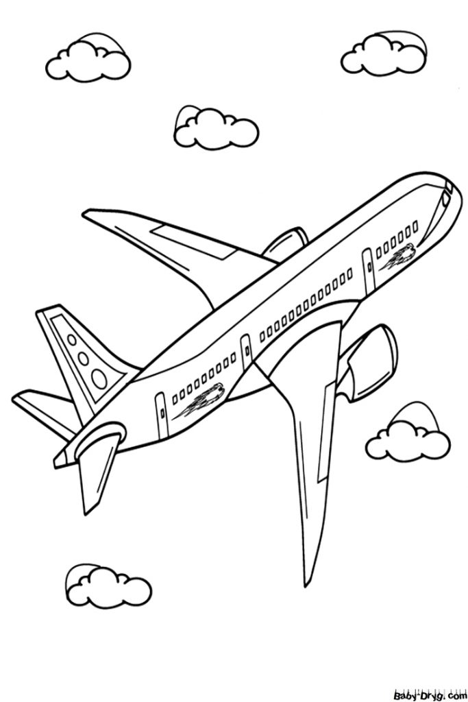 Airplane Flying Above Coloring Page | Coloring Airplane