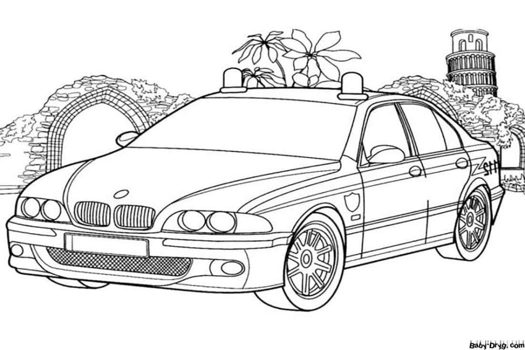 BMW Police Car Coloring Page | Coloring Police Cars