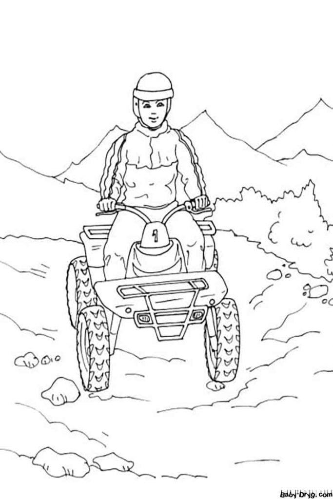 Boy on Quad Bike Coloring Page | Coloring ATV (Quad bike)