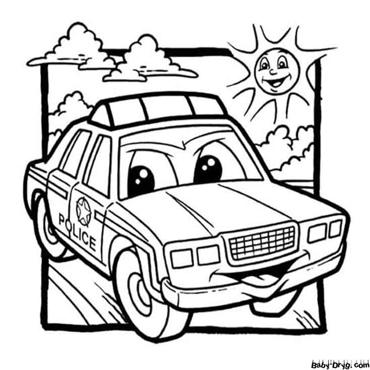 Cartoon Police Car Coloring Page | Coloring Police Cars