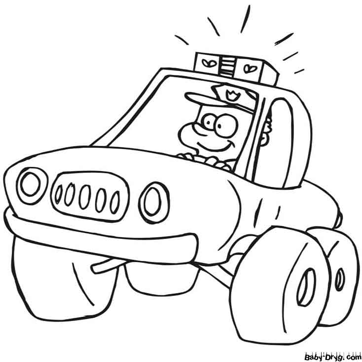 Cute Police Car Coloring Page | Coloring Police Cars