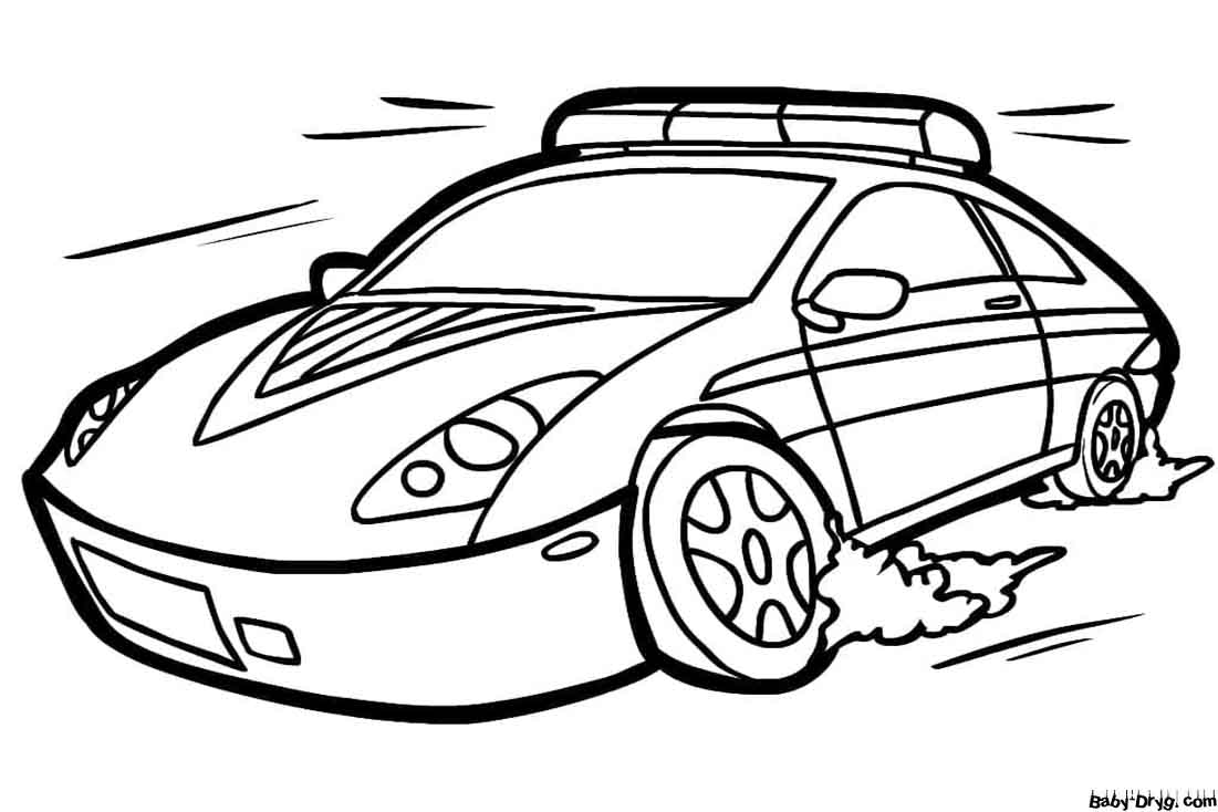Driving Police Car Coloring Page | Coloring Police Cars