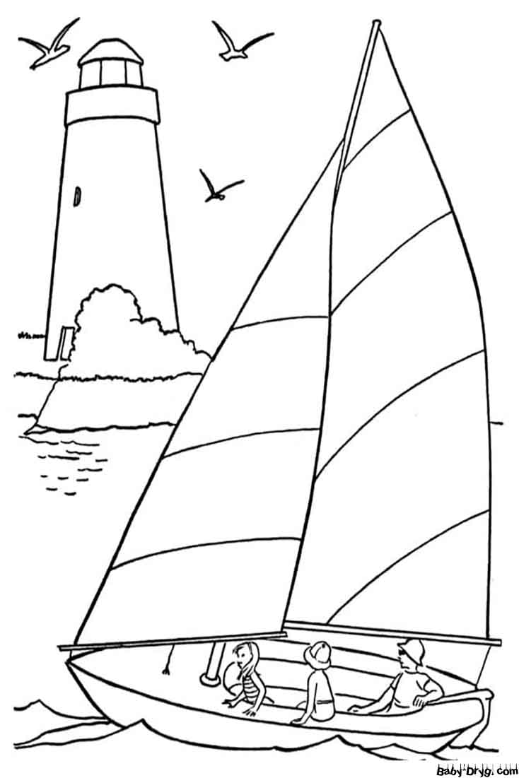 Family on Sailboat Coloring Page | Coloring Sailboats