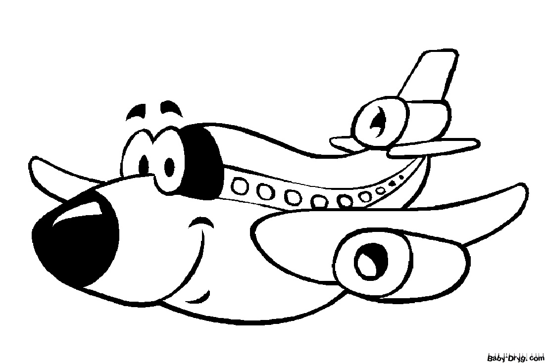 Happy Airplane Coloring Page | Coloring Airplane