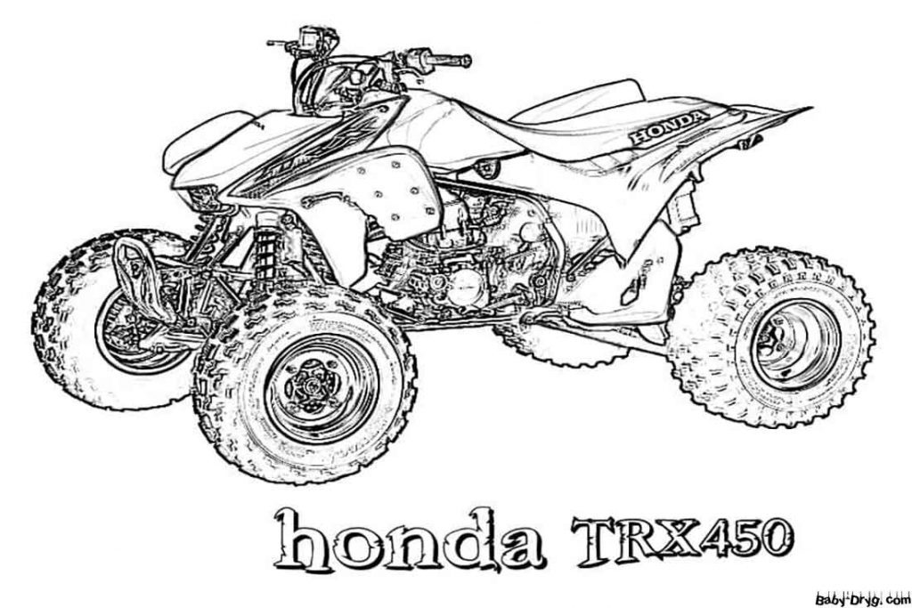 Honda TRX450 ATV Quad Coloring Page | Coloring ATV (Quad bike)