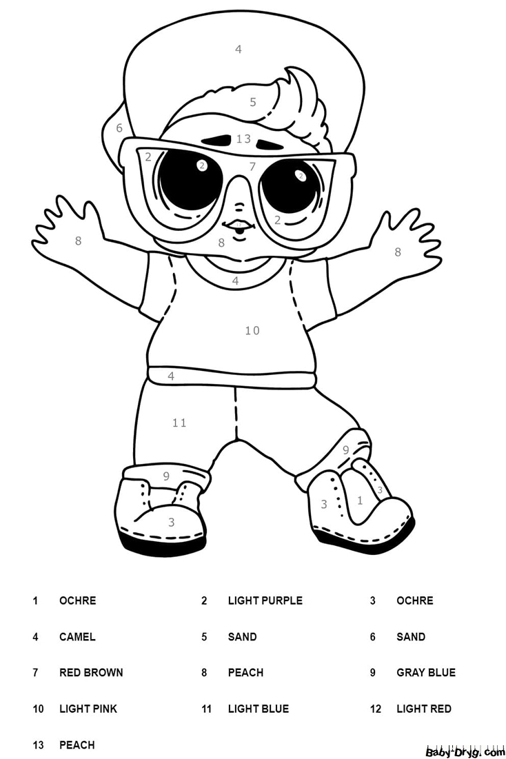 LOL Boy Color by Number Worksheet | Color by Number Coloring Pages