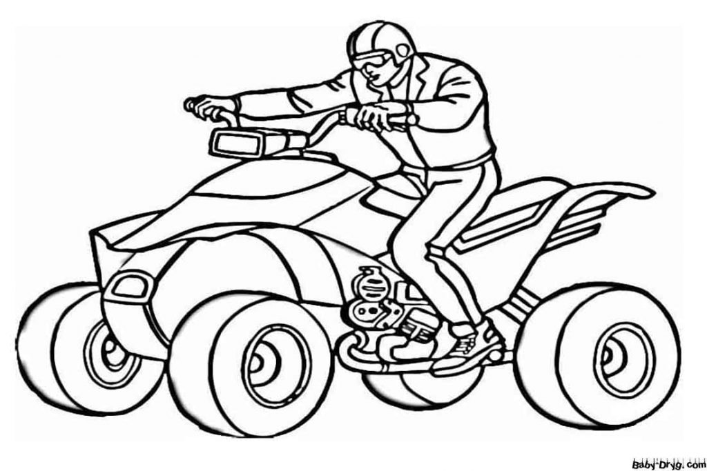 Man on ATV Coloring Page | Coloring ATV (Quad bike)