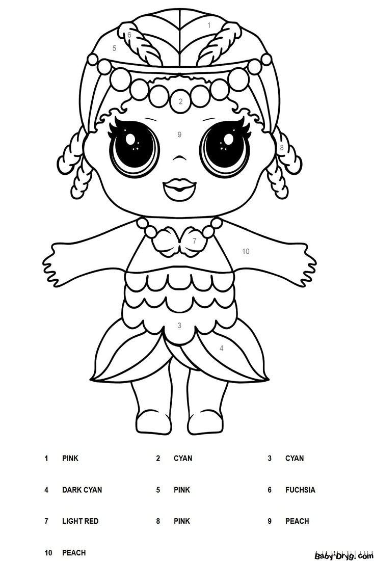 Merbaby LOL Surprise Color by Number | Color by Number Coloring Pages