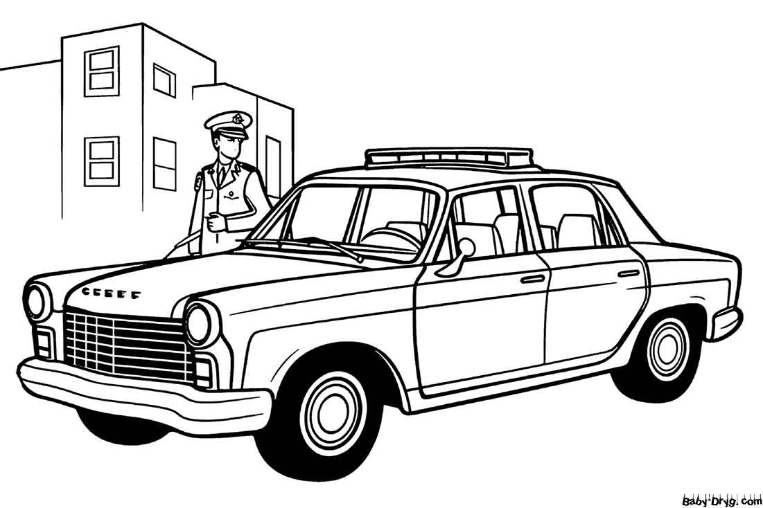 Old police car Coloring Page | Coloring Police Cars