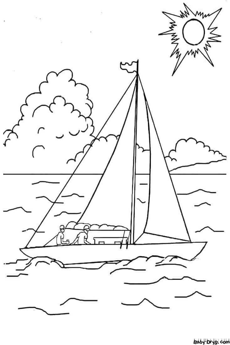 On The Sailboat Coloring Page | Coloring Sailboats