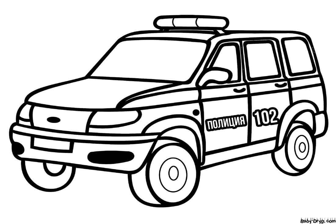 Police car UAZ Coloring Page | Coloring Police Cars