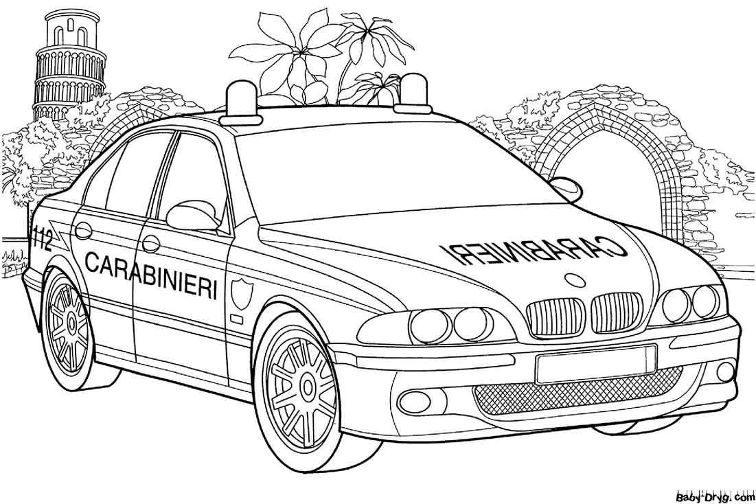 Раскраска БМВ полицейская машина | Раскраски Полицейские машины