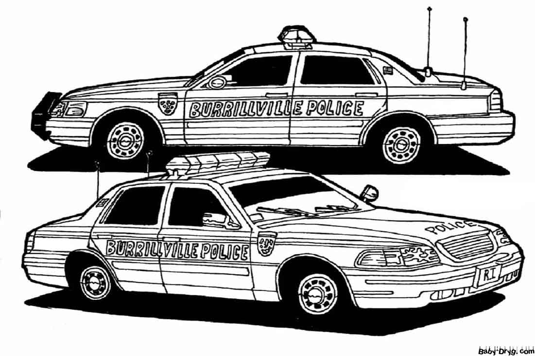 Раскраска Две полицейские машины | Раскраски Полицейские машины