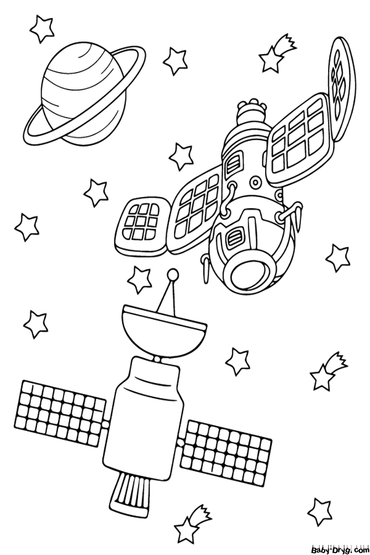 Раскраска Космический спутник | Раскраски Космические корабли