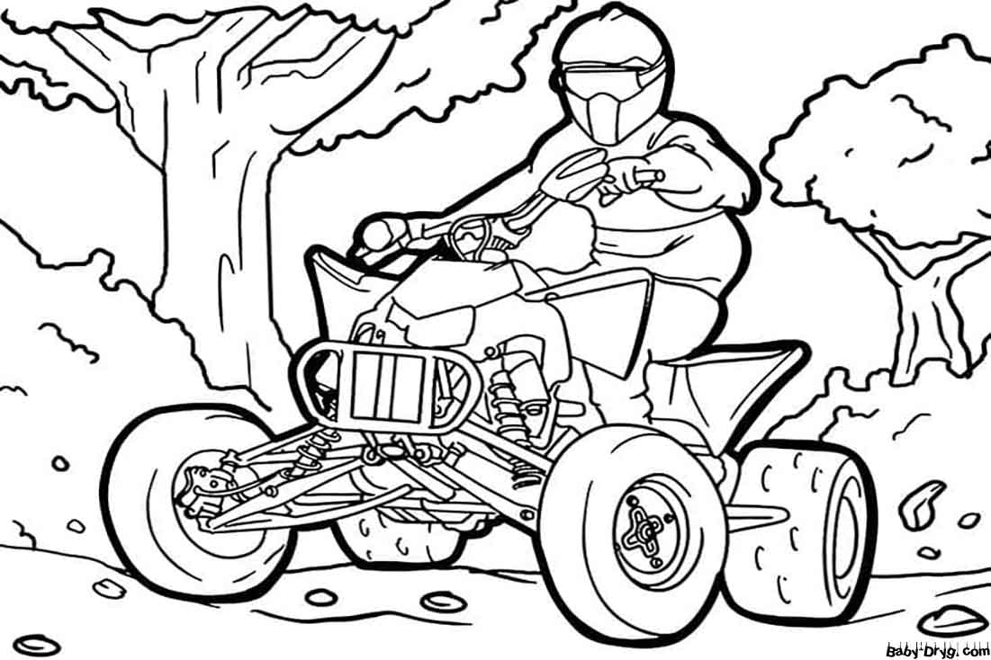 Раскраска Квадроцикл с водителем | Раскраски Квадроциклы