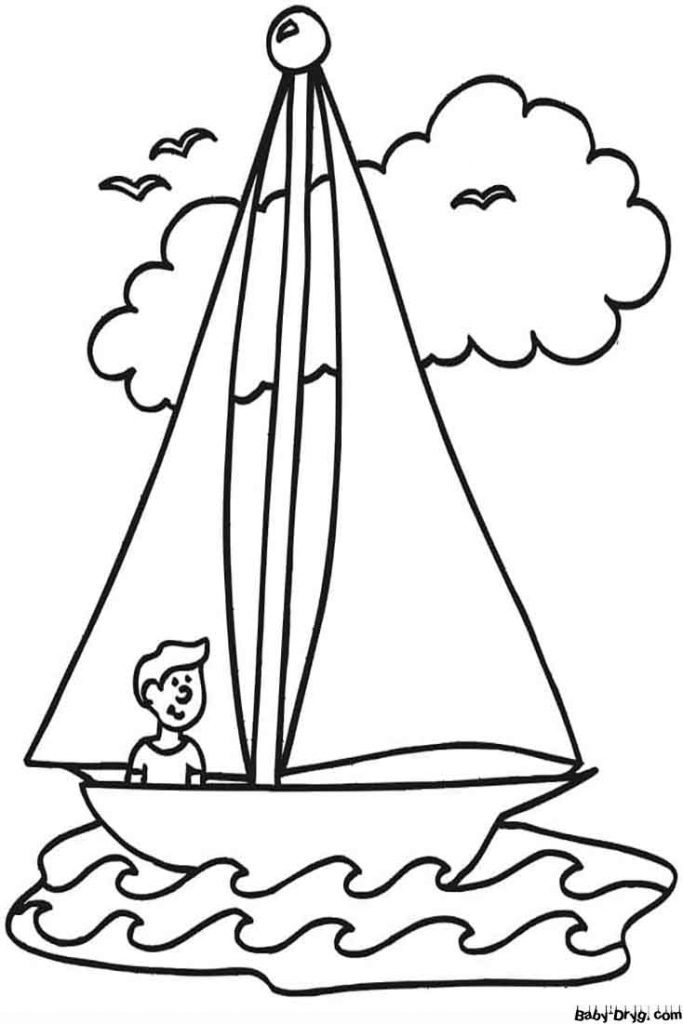 Раскраска Мальчик на парусной лодке | Раскраски Парусники