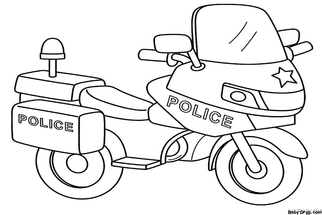 Раскраска Мотоцикл полицейского | Раскраски Полицейские машины