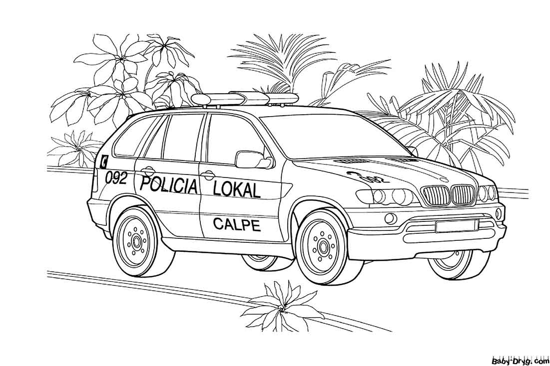Раскраска Полицейская БМВ | Раскраски Полицейские машины