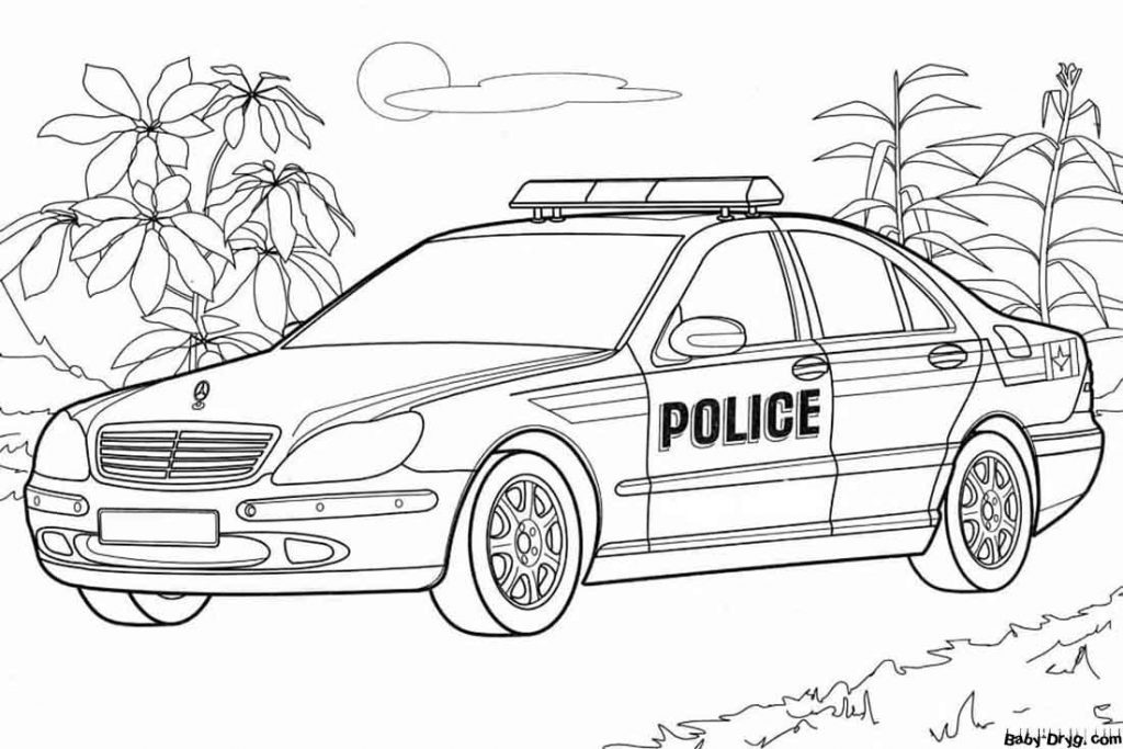 Раскраска Полицейская машина для маленьких | Раскраски Полицейские машины