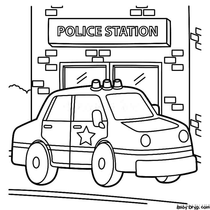 Раскраска Полицейская машина и полицейский участок | Раскраски Полицейские машины
