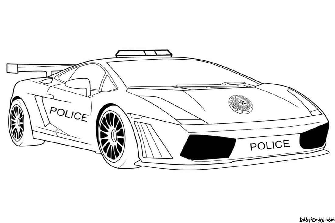 Раскраска Полицейский автомобиль Lamborghini | Раскраски Полицейские машины