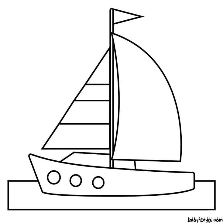 Раскраска Простая лодка парусная | Раскраски Парусники
