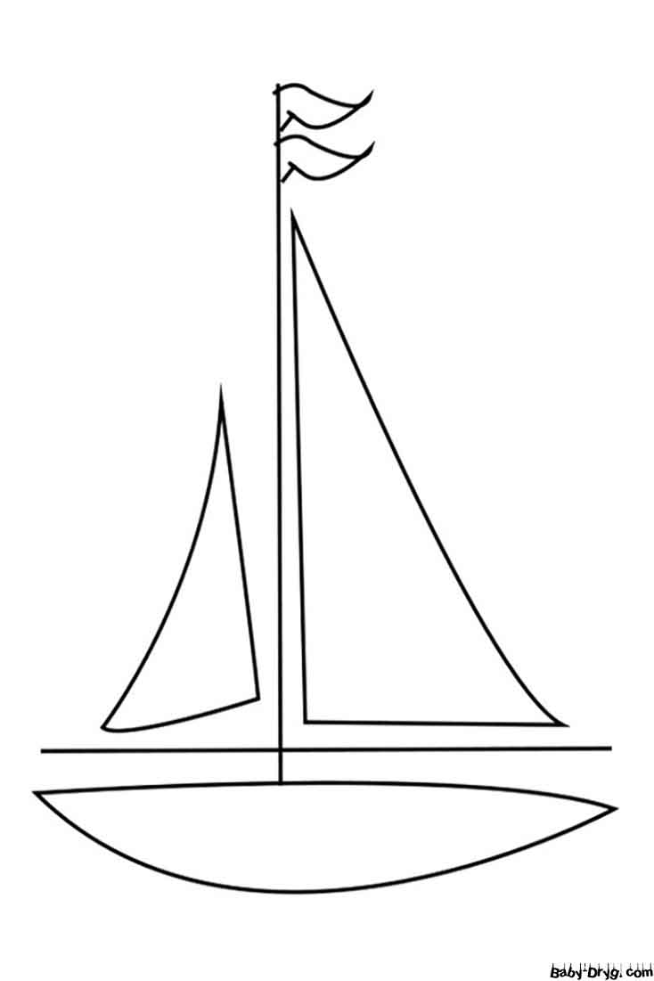 Раскраска Простая парусная лодка | Раскраски Парусники