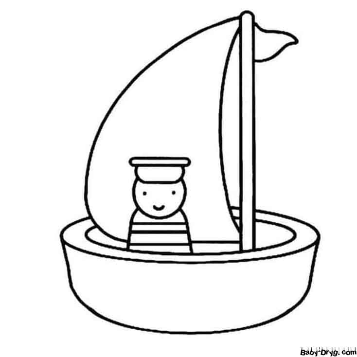 Раскраска Симпатичный моряк на парусной лодке | Раскраски Парусники
