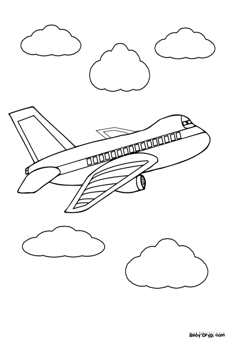 Раскраска Высоко летящий самолет | Раскраски Самолет