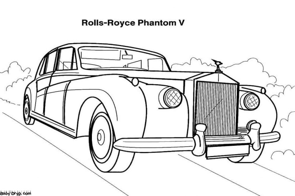 Rolls Royce Phantom V Coloring Page | Coloring Rolls Royce