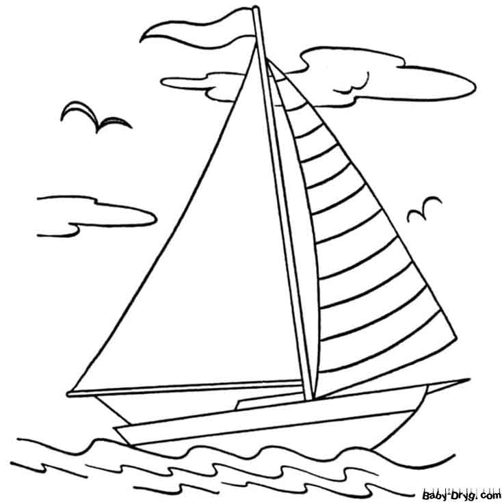 Sailboat in the Sea Coloring Page | Coloring Sailboats