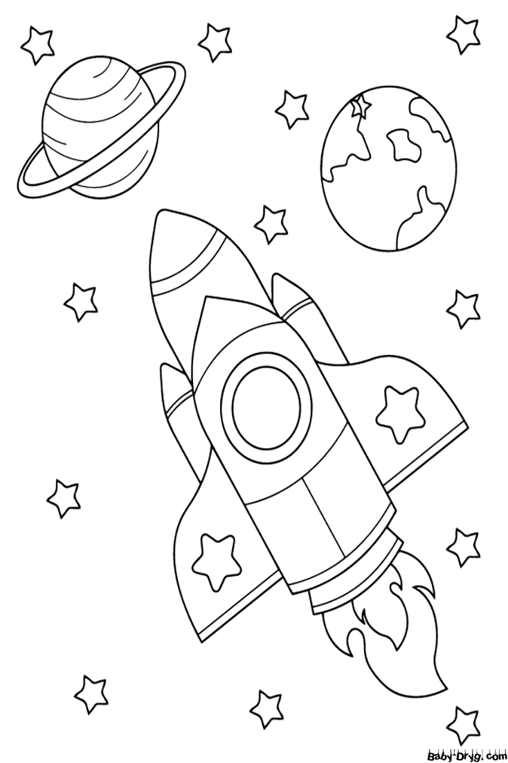 Simple Coloring of Space Shuttle Printable | Coloring Space Shuttles
