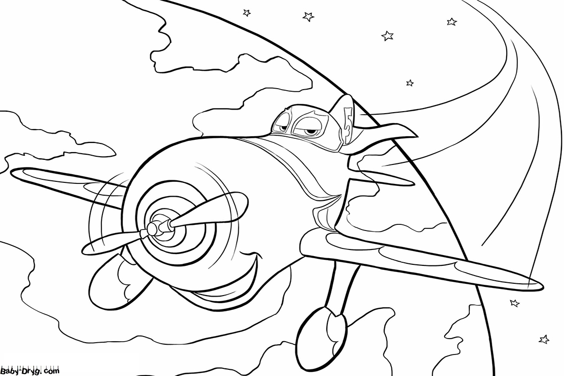 Smiling Airplane Coloring Page | Coloring Airplane