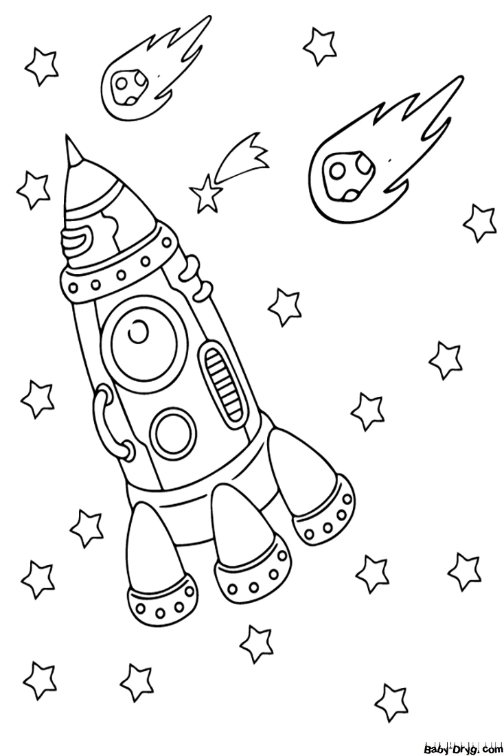 Space Shuttle in Outer Space Coloring Page | Coloring Space Shuttles