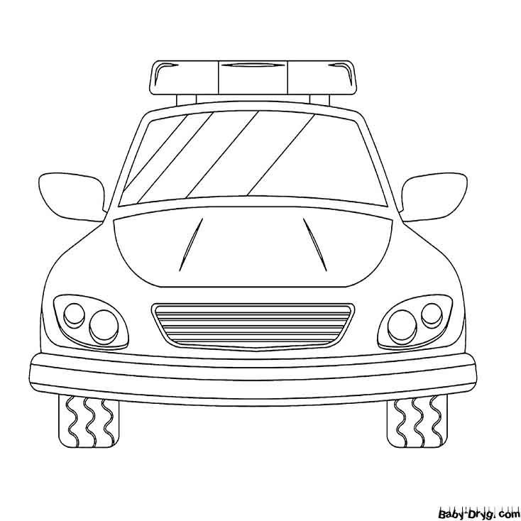 The police car in front of Coloring Page | Coloring Police Cars