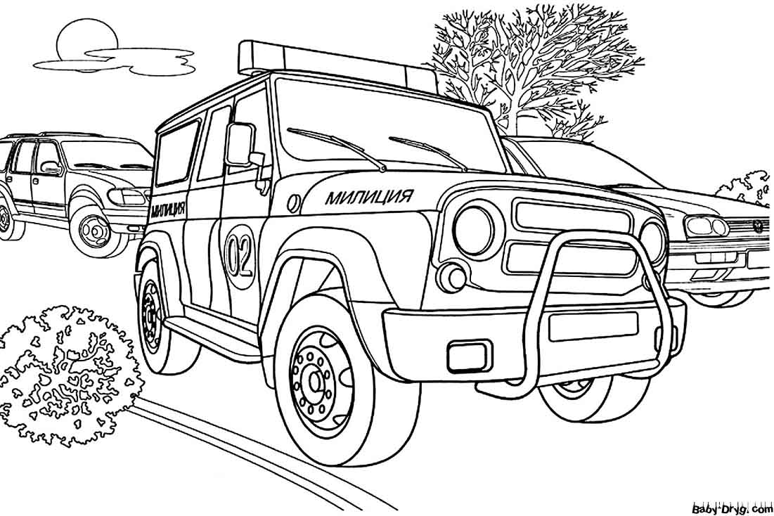 UAZ police car Coloring Page | Coloring Police Cars