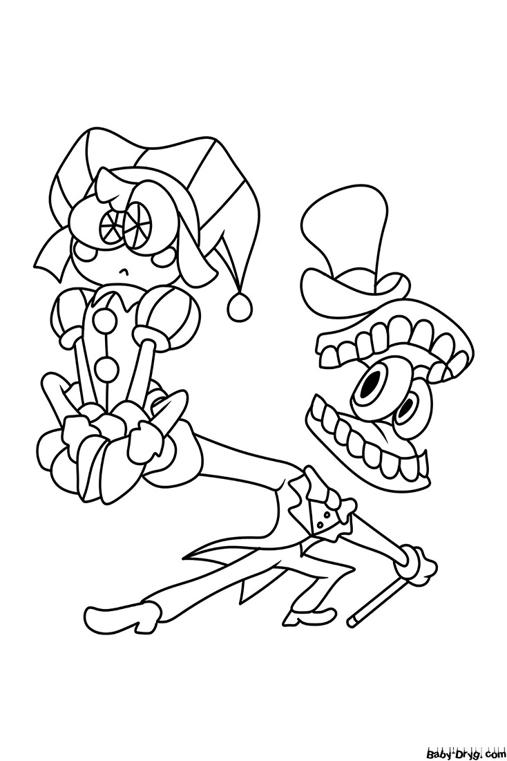 Caine presents Pomni Coloring Page | Coloring The Amazing Digital Circus