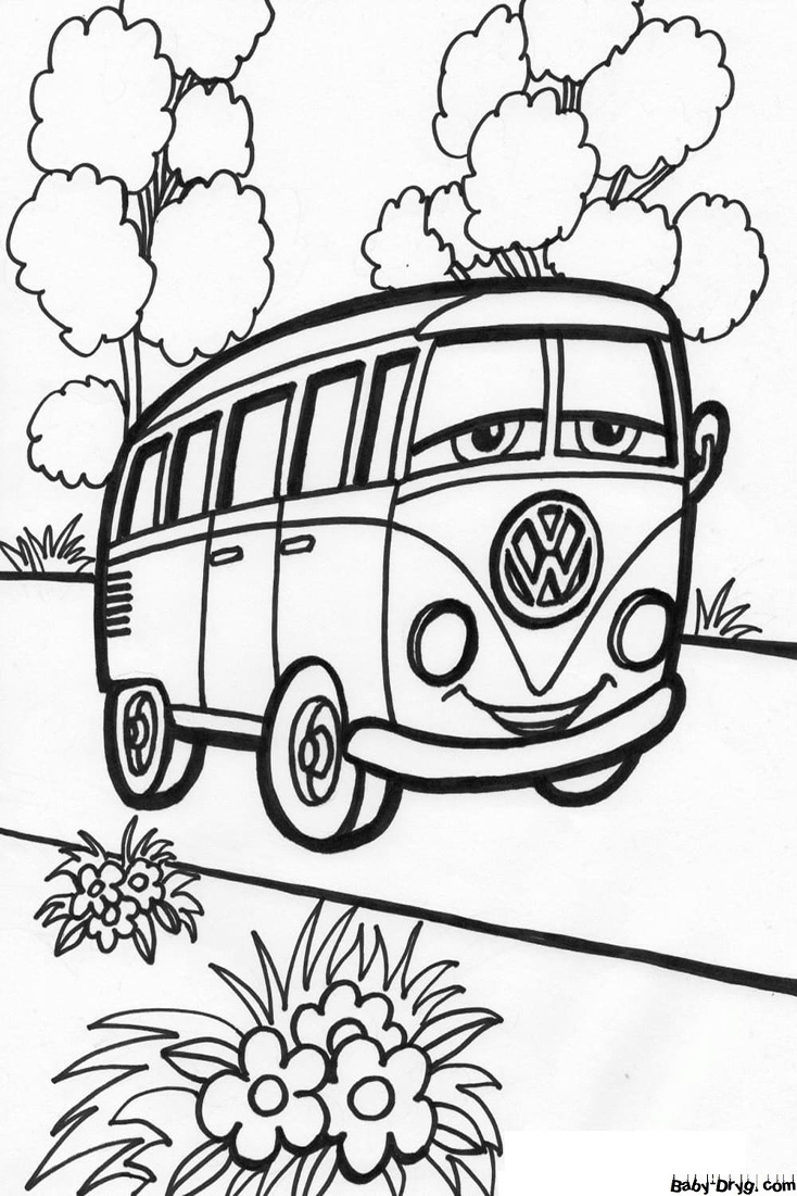 Cartoon Van Coloring Page | Coloring Van