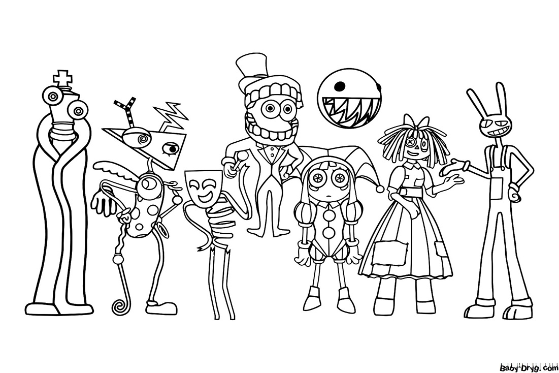 Characters of the digital circus Coloring Page | Coloring The Amazing Digital Circus