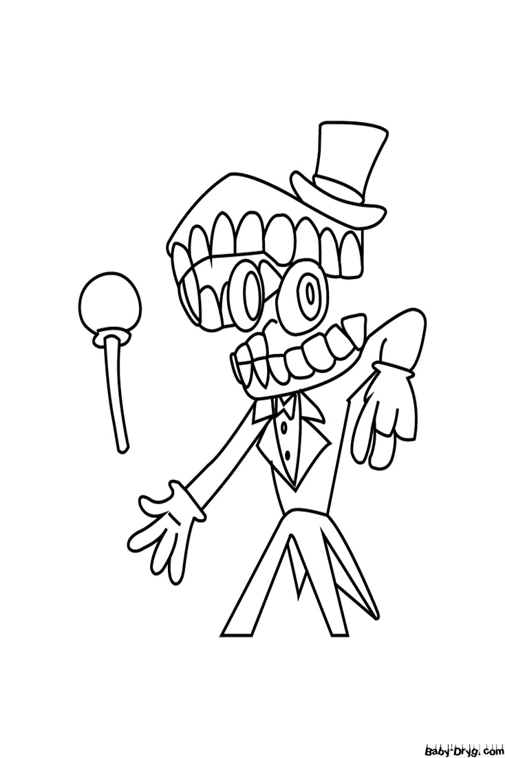 Enthusiastic AI Caine Coloring Page | Coloring The Amazing Digital Circus